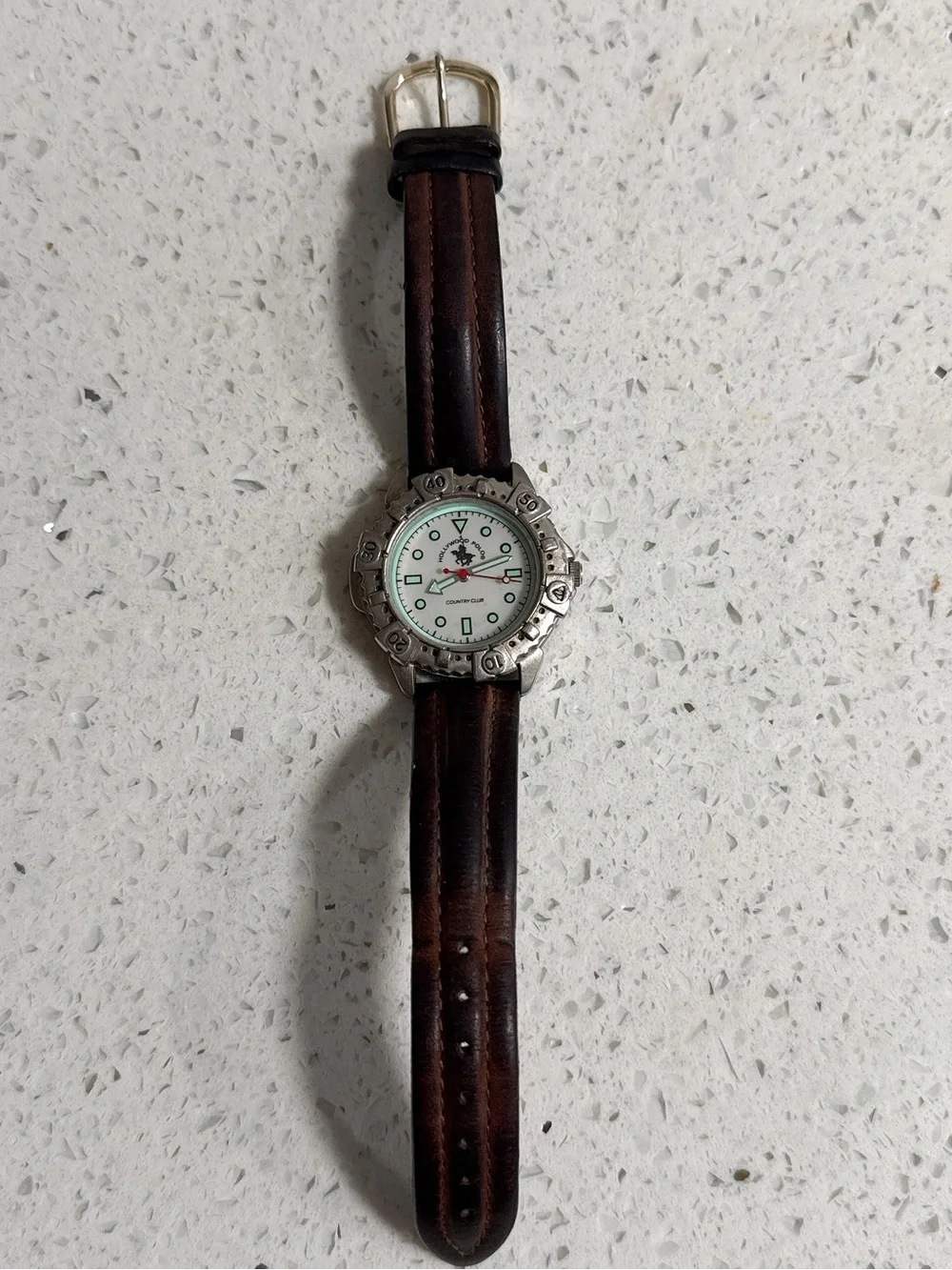 Men's Brown Leather Strap Watch with Silver Case